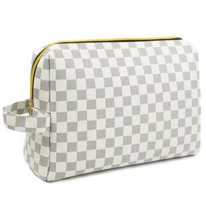 LUXOURIA Travel Checkered Makeup Bag